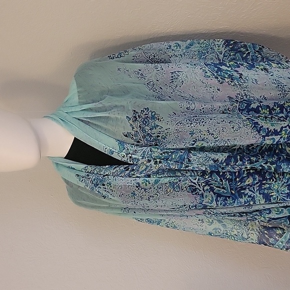 3/$30 TARGET Aqua Floral Gauze Summer Cover-up Shawl Wrap - Picture 6 of 10